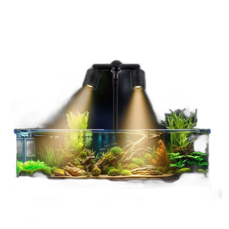 Aquarium Ornamental Dual Head South American Spotlight LED Waterproof Stream Tank Channa Fish Full Spectrum (FTL-0094)